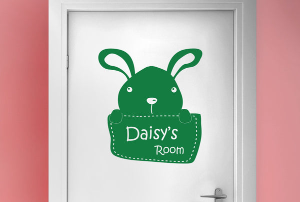 Personalised Bunny Rabbit Kids Door Room Sticker