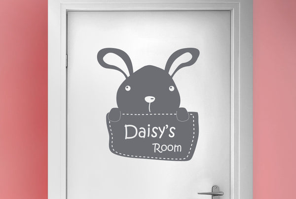Personalised Bunny Rabbit Kids Door Room Sticker