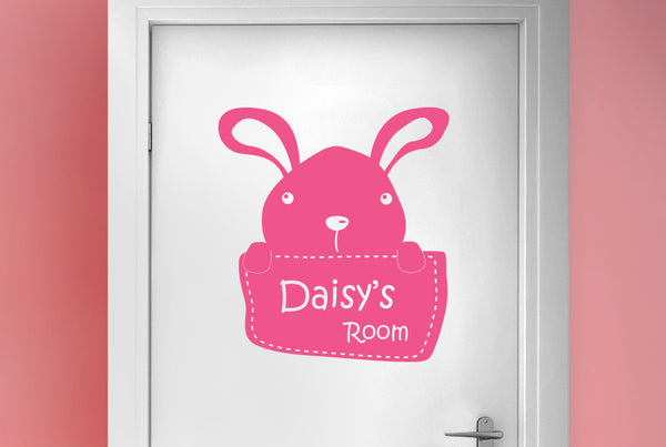 Personalised Bunny Rabbit Kids Door Room Sticker
