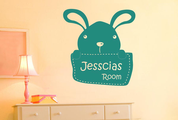 Personalised Bunny Rabbit Kids Room Sign Wall Sticker