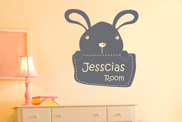 Personalised Bunny Rabbit Kids Room Sign Wall Sticker
