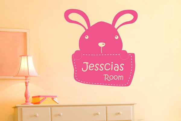 Personalised Bunny Rabbit Kids Room Sign Wall Sticker