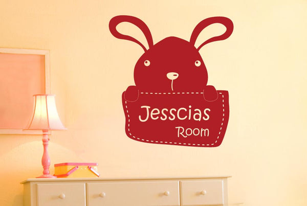 Personalised Bunny Rabbit Kids Room Sign Wall Sticker