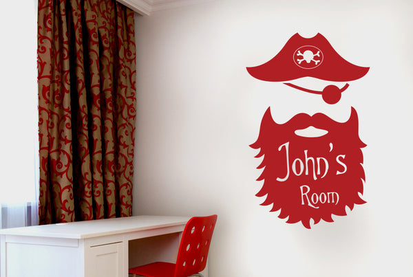 Personalised Captain Pirate Kids Room Sign Wall Sticker