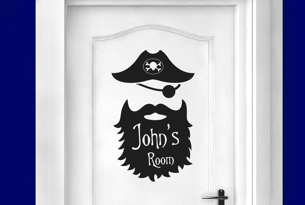 Personalised Captain Pirate Kids Sign Door Room Sticker