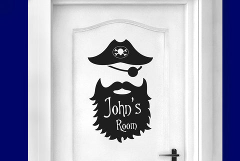 Personalised Captain Pirate Kids Sign Door Room Sticker