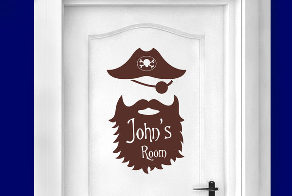 Personalised Captain Pirate Kids Sign Door Room Sticker