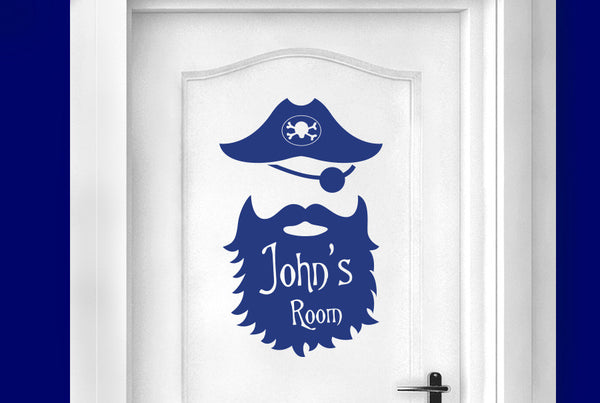Personalised Captain Pirate Kids Sign Door Room Sticker