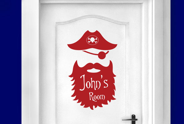 Personalised Captain Pirate Kids Sign Door Room Sticker