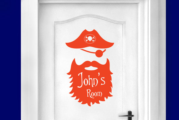 Personalised Captain Pirate Kids Sign Door Room Sticker
