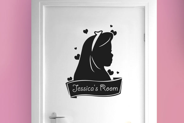 Personalised Cute Girls Sign Door Room Sticker