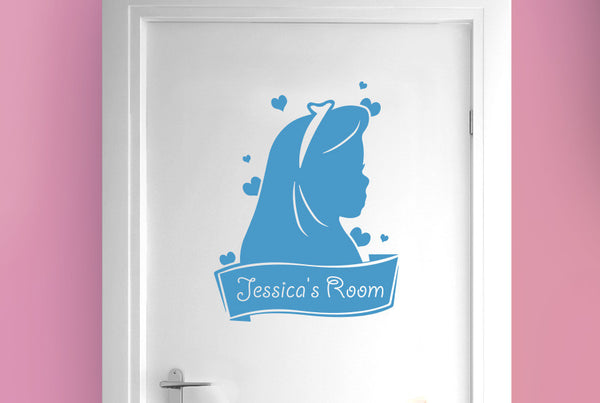 Personalised Cute Girls Sign Door Room Sticker