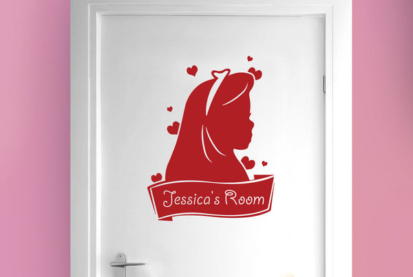 Personalised Cute Girls Sign Door Room Sticker