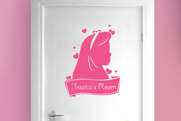 Personalised Cute Girls Sign Door Room Sticker