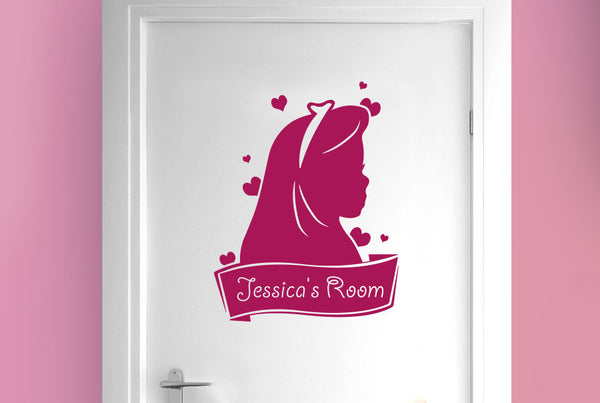 Personalised Cute Girls Sign Door Room Sticker