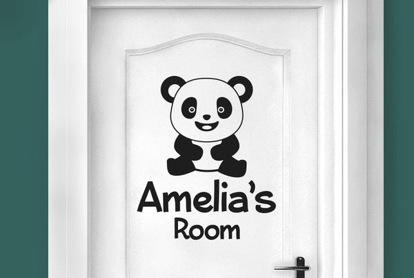 Personalised Cute Panda Kids Door Room Sticker