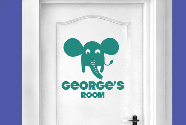 Personalised Elephant Kids Door Room Sticker