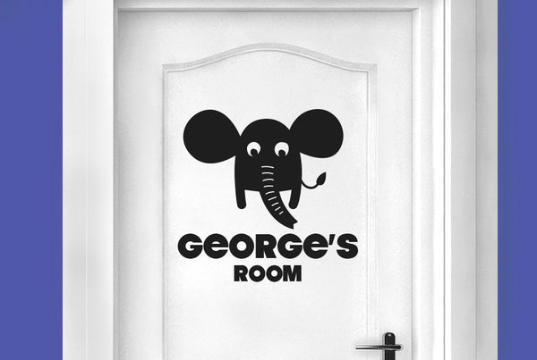 Personalised Elephant Kids Door Room Sticker