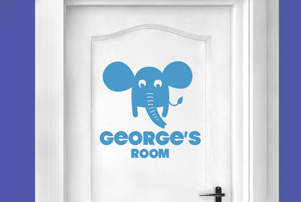 Personalised Elephant Kids Door Room Sticker