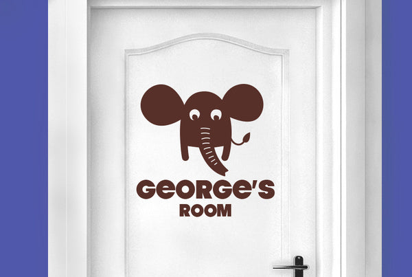 Personalised Elephant Kids Door Room Sticker