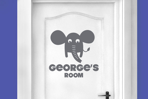 Personalised Elephant Kids Door Room Sticker