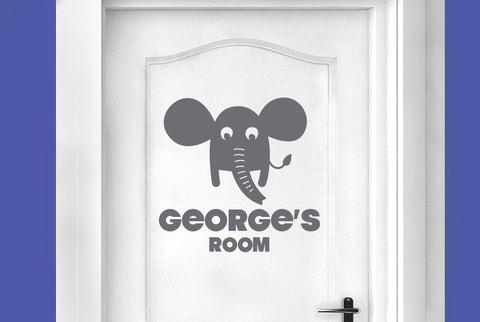 Personalised Elephant Kids Door Room Sticker
