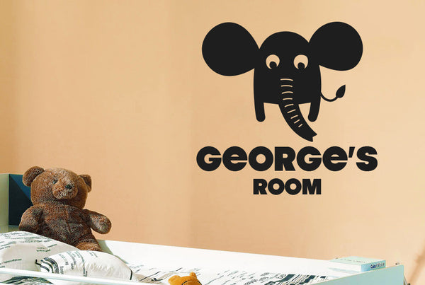 Personalised Elephant Kids Room Sign Wall Sticker