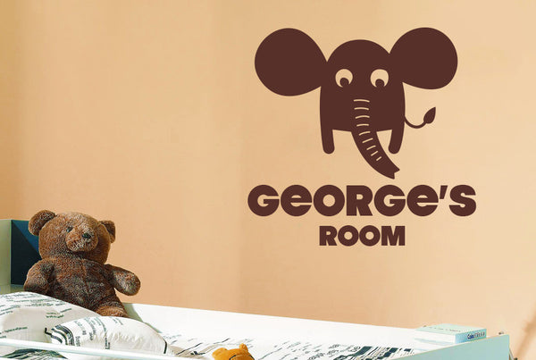 Personalised Elephant Kids Room Sign Wall Sticker