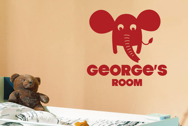 Personalised Elephant Kids Room Sign Wall Sticker