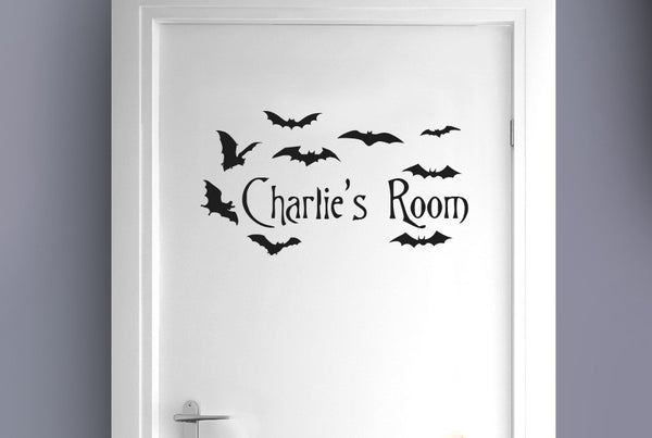 Personalised Flying Bats Kids Door Room Sticker