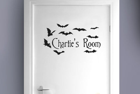 Personalised Flying Bats Kids Door Room Sticker