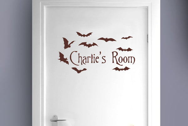 Personalised Flying Bats Kids Door Room Sticker