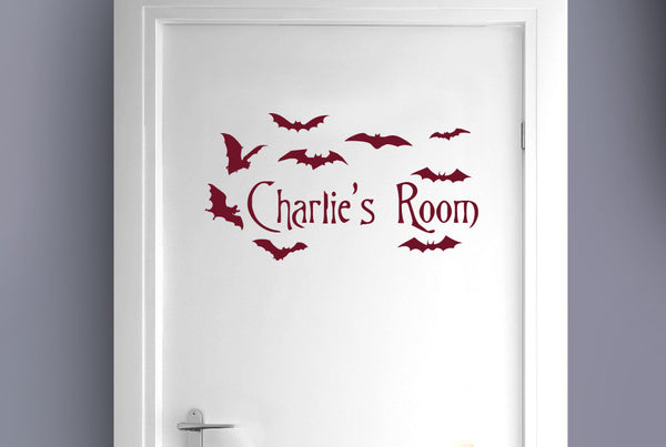 Personalised Flying Bats Kids Door Room Sticker