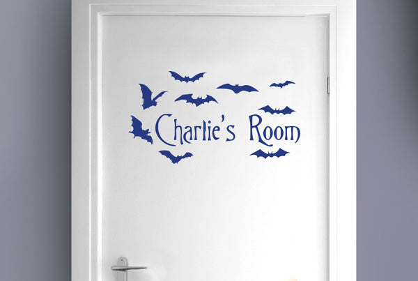 Personalised Flying Bats Kids Door Room Sticker