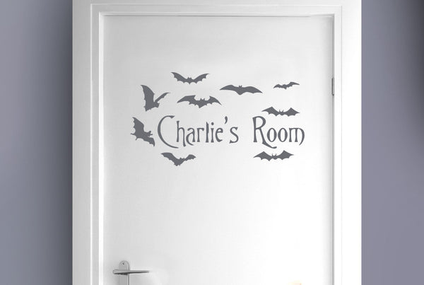 Personalised Flying Bats Kids Door Room Sticker