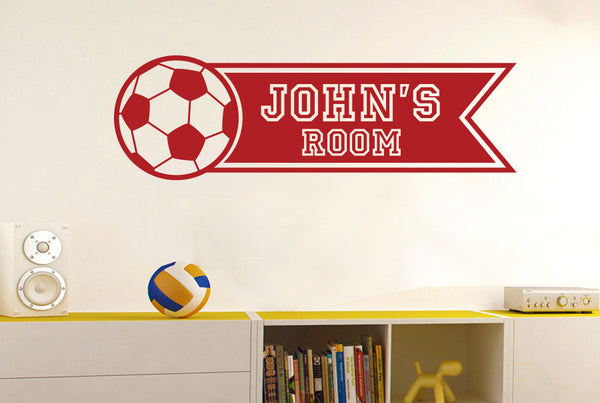 Personalised Football Banner Kids Room Sign Wall Sticker