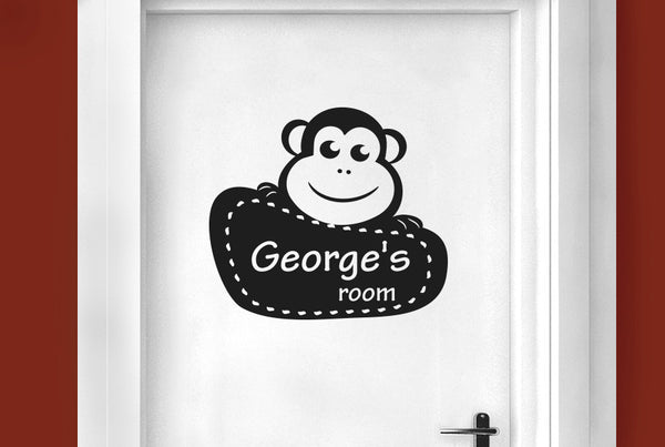 Personalised Framed Monkey Kids Door Room Sticker