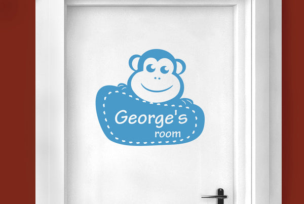 Personalised Framed Monkey Kids Door Room Sticker