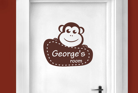 Personalised Framed Monkey Kids Door Room Sticker