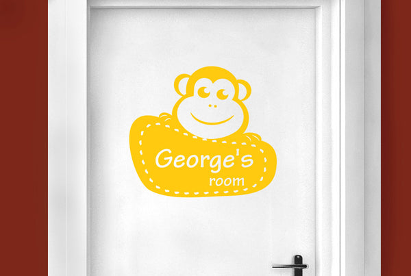 Personalised Framed Monkey Kids Door Room Sticker