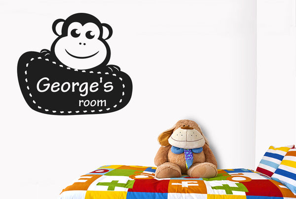 Personalised Framed Monkey Kids Room Sign Wall Sticker