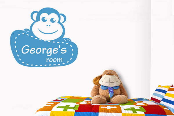Personalised Framed Monkey Kids Room Sign Wall Sticker