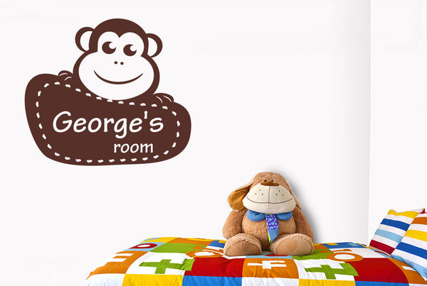 Personalised Framed Monkey Kids Room Sign Wall Sticker