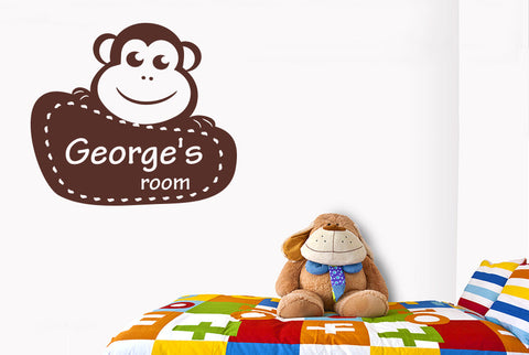 Personalised Framed Monkey Kids Room Sign Wall Sticker