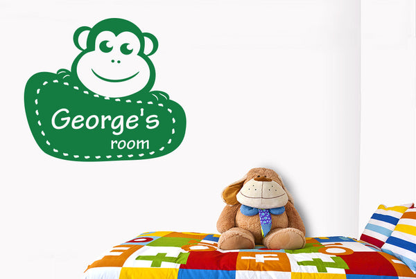Personalised Framed Monkey Kids Room Sign Wall Sticker