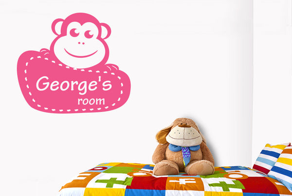 Personalised Framed Monkey Kids Room Sign Wall Sticker