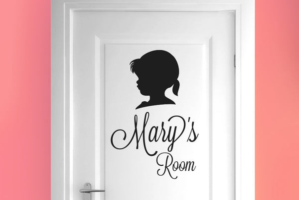 Personalised Girl Profile Door Room Sticker