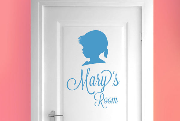 Personalised Girl Profile Door Room Sticker