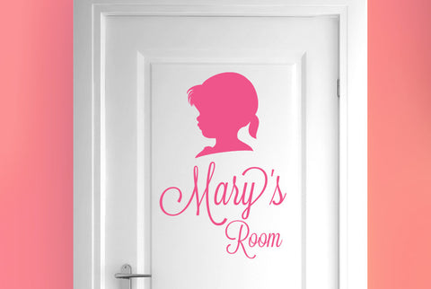Personalised Girl Profile Door Room Sticker
