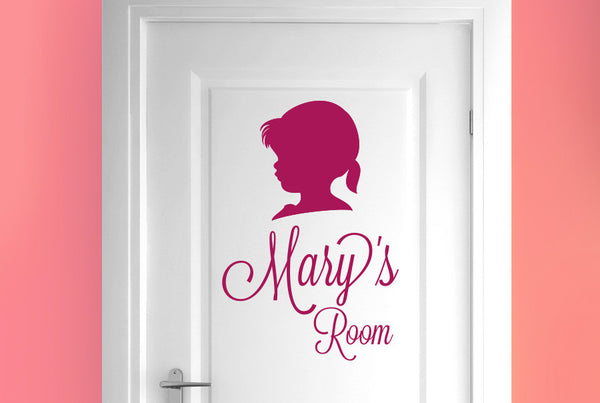 Personalised Girl Profile Door Room Sticker